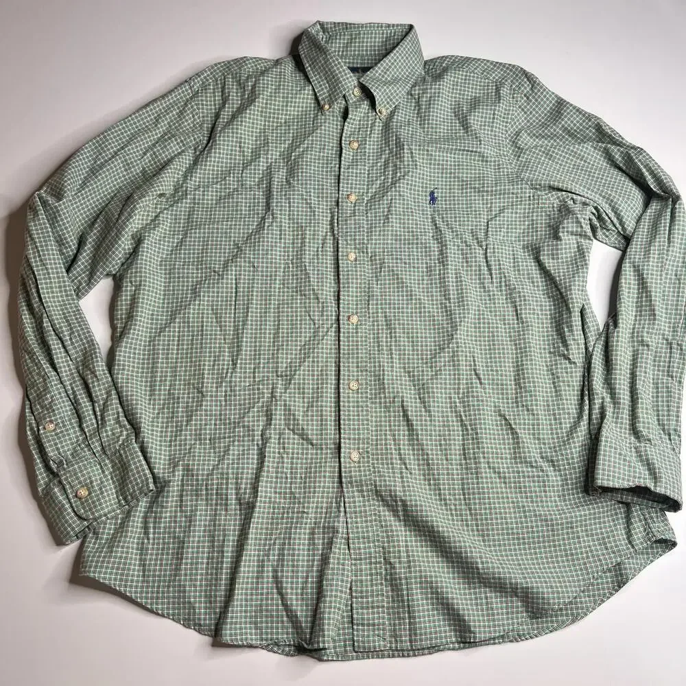 Lot 2 Ralph Lauren Men’s XL Button Down Shirts Blue & Green‎ Plaid 100% Cotton - Picture 7 of 14